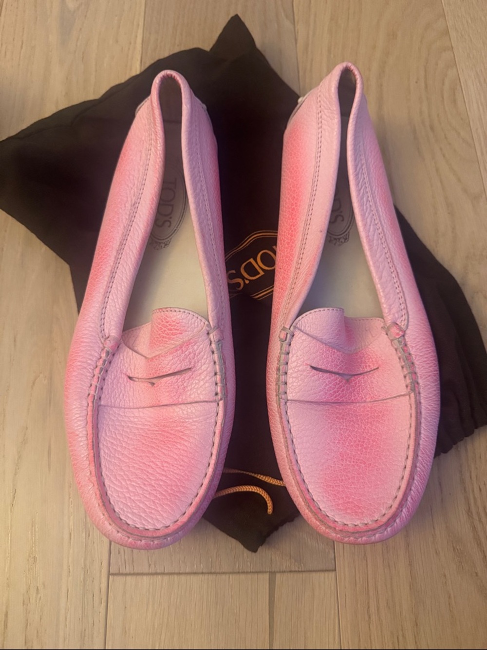 Tod's Pink Leather Gommino Loafers - Women's size 41